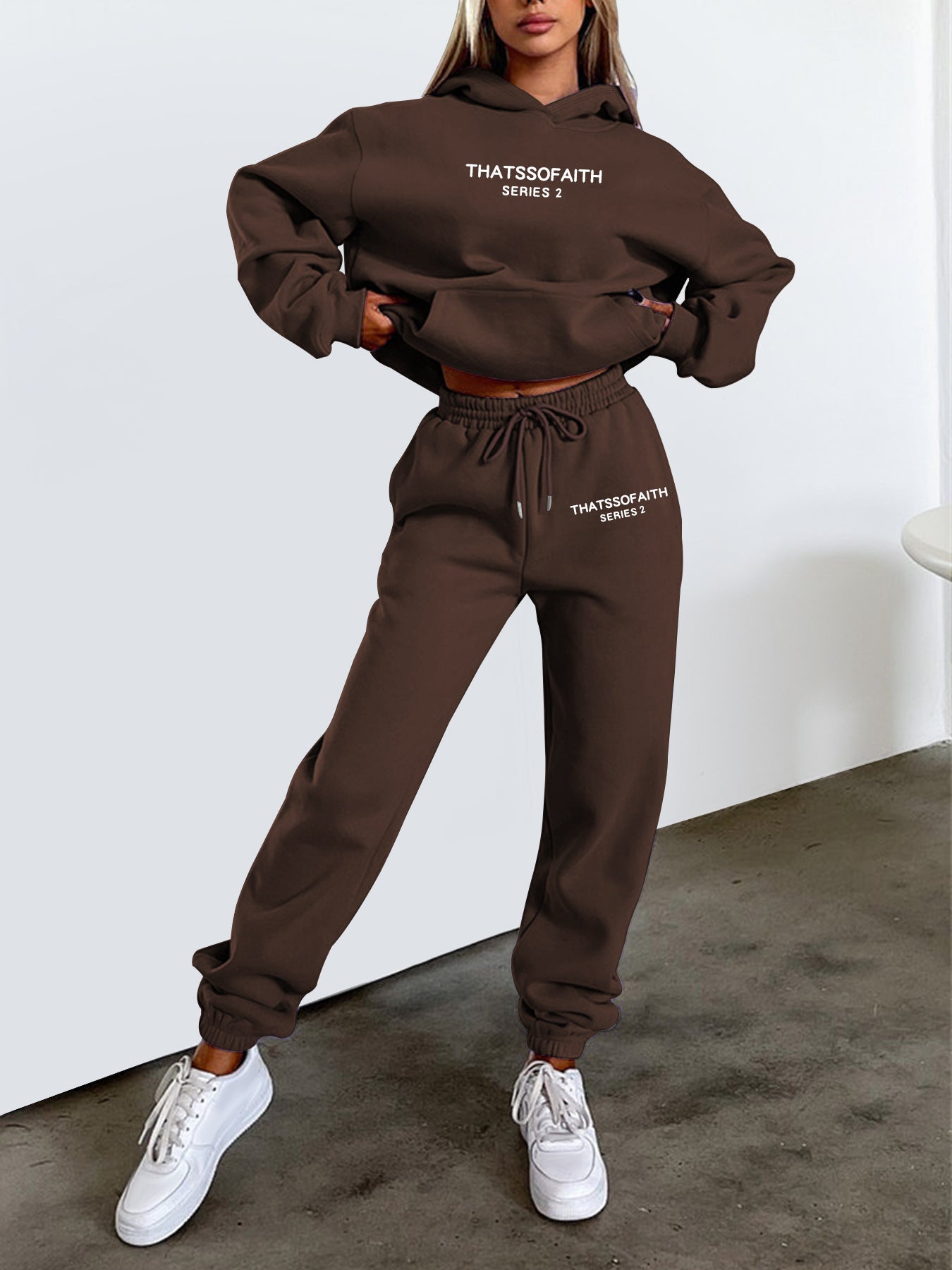 Women's Sports Set Letter Print Hooded Sweatshirt