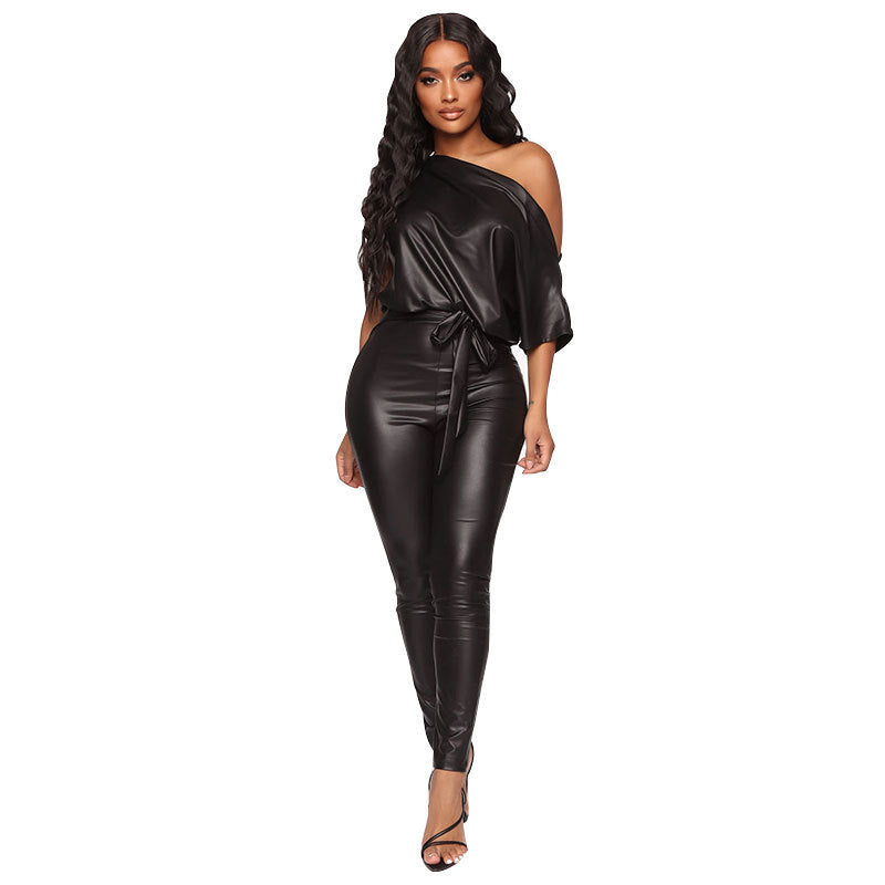 Bold Outfit: PU Strapless Jumpsuit