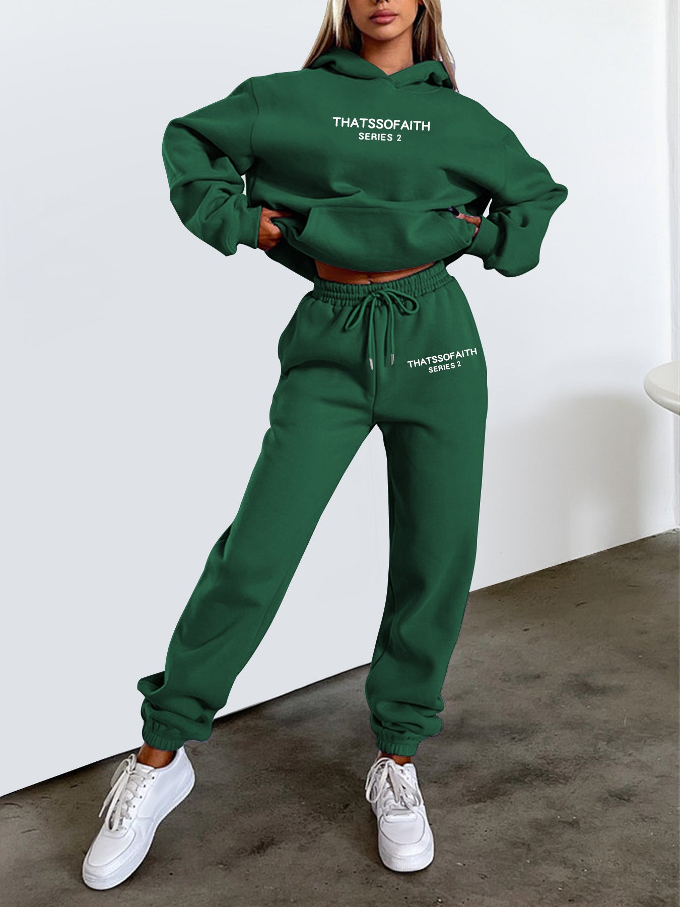 Women's Sports Set Letter Print Hooded Sweatshirt