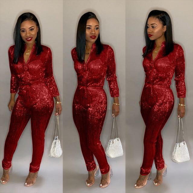 Women's jumpsuit Long-Sleeve Bodysuit – Sparkle & Shine in Every Color