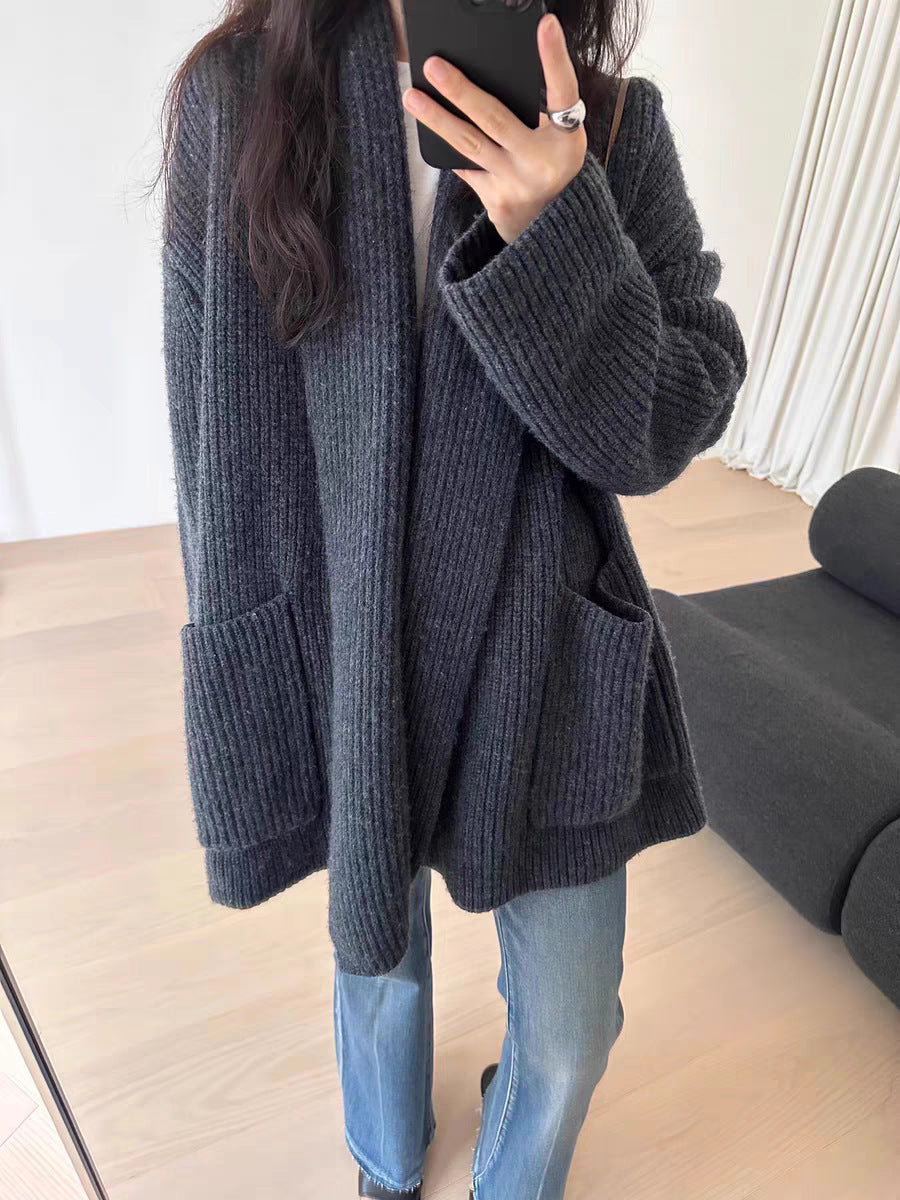 Women's Elegant Mid-length Sweater Coat