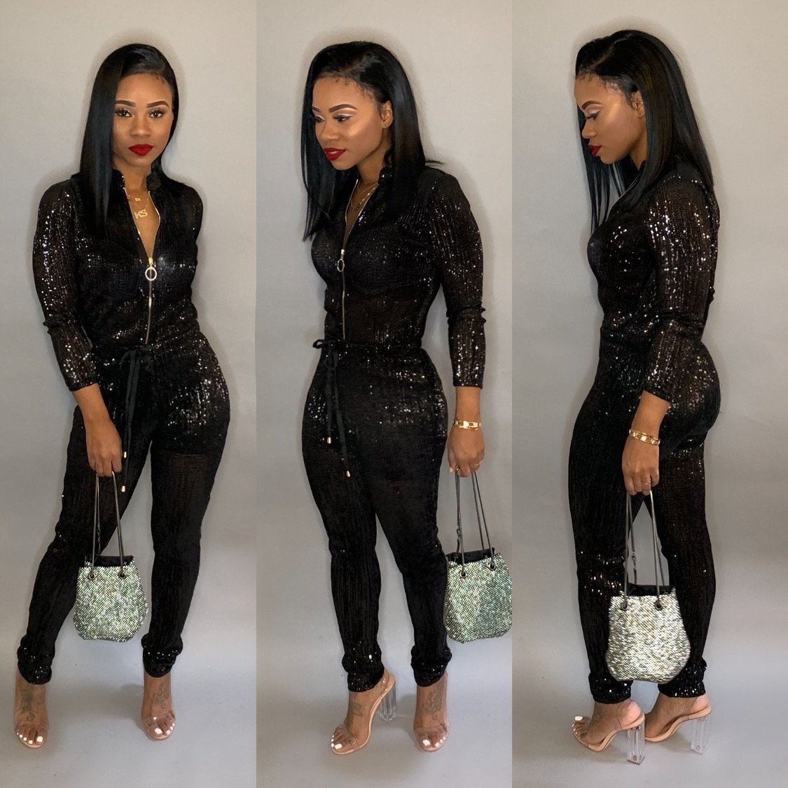 Women's jumpsuit Long-Sleeve Bodysuit – Sparkle & Shine in Every Color