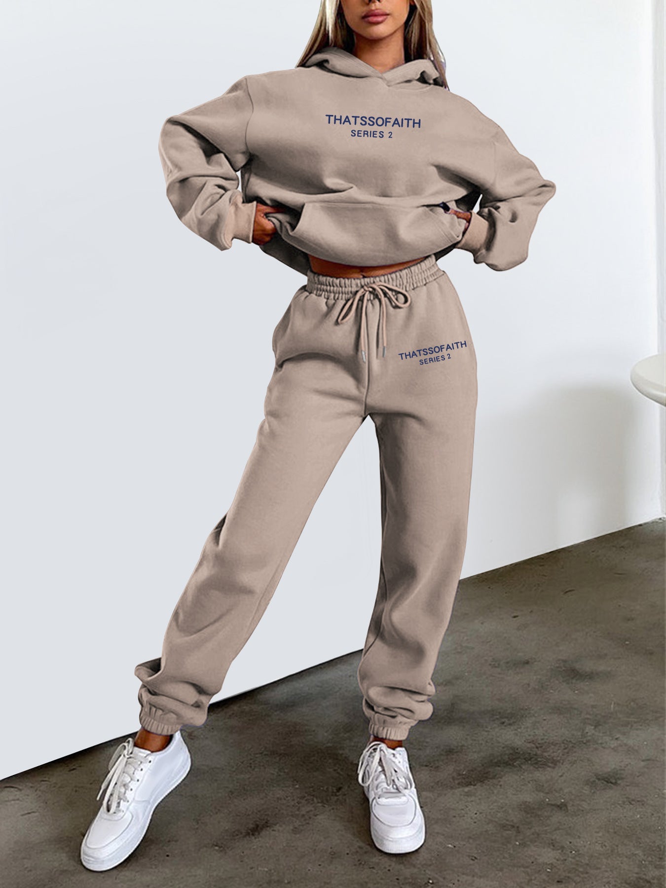 Women's Sports Set Letter Print Hooded Sweatshirt