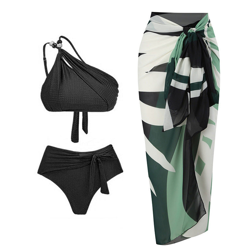 2025 Three-Piece Bikini Swimsuit Feminine Bikini Split Chiffon Long Skirt Swimsuit Set