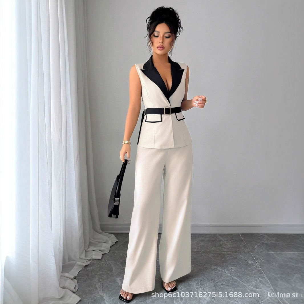 Autumn 2025 Elegant style bandeau straight trousers women's suit women's vest suit