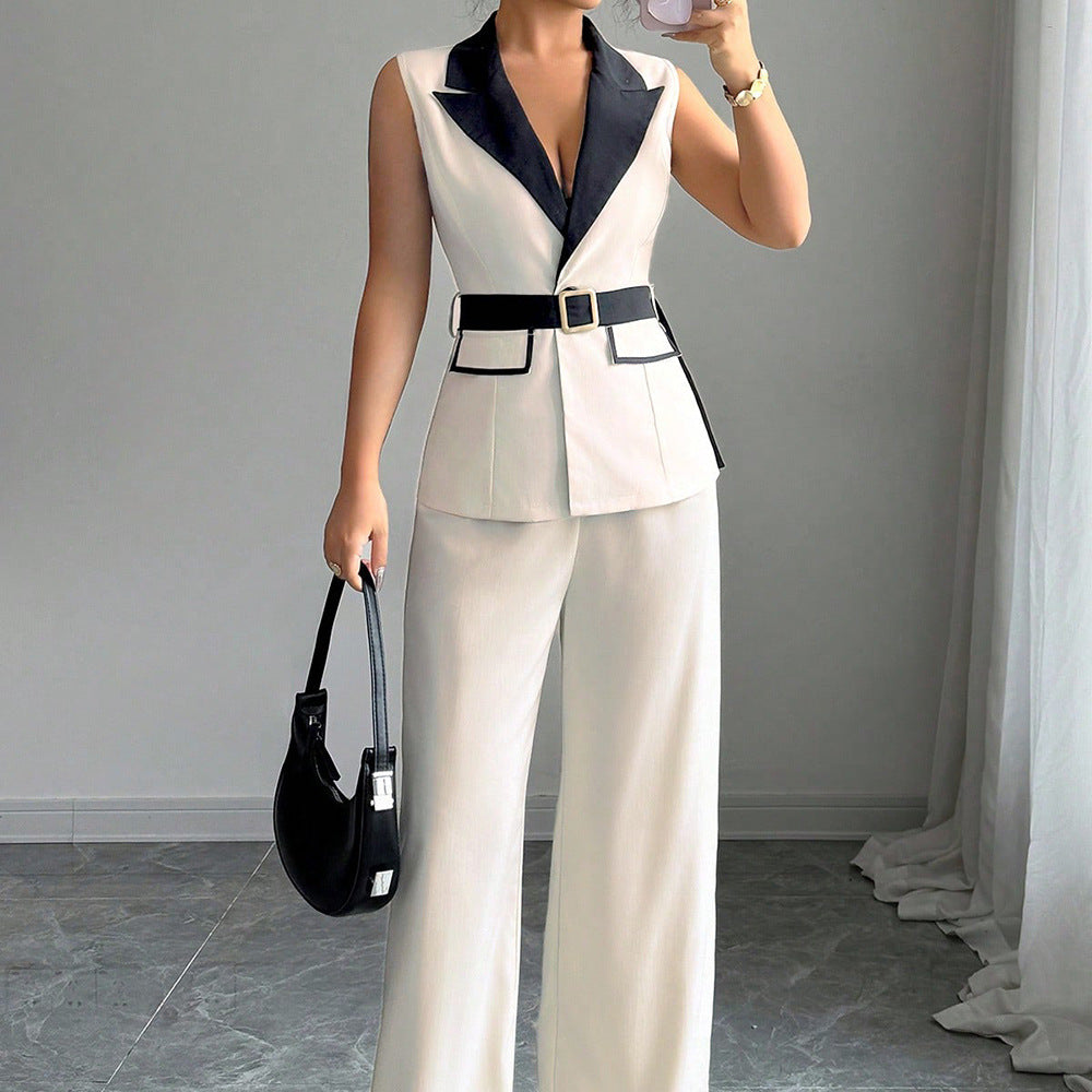 Autumn 2025 Elegant style bandeau straight trousers women's suit women's vest suit
