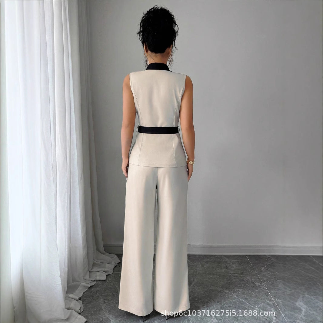 Autumn 2025 Elegant style bandeau straight trousers women's suit women's vest suit