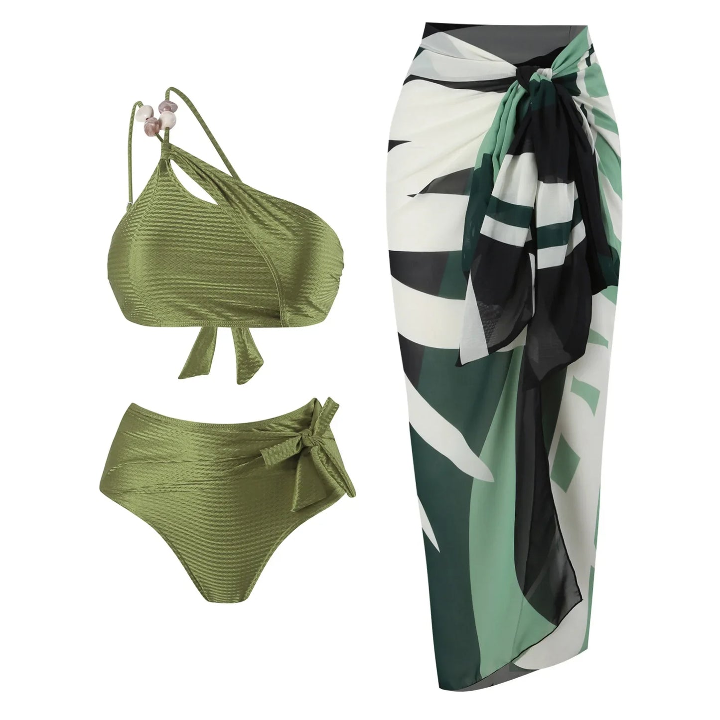 2025 Three-Piece Bikini Swimsuit Feminine Bikini Split Chiffon Long Skirt Swimsuit Set