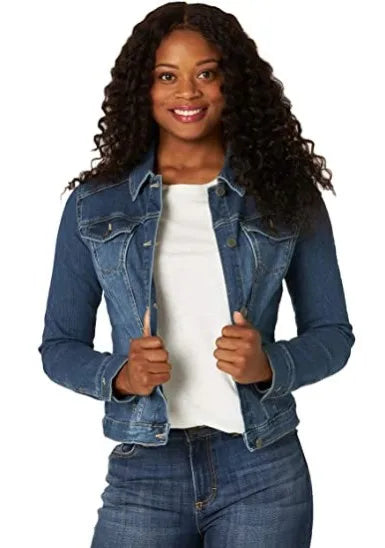Women Denim Coat Washed Long Sleeve Slim Fit Short Jacket Pockets Turn Down Collar Street Casual Female Outerwear