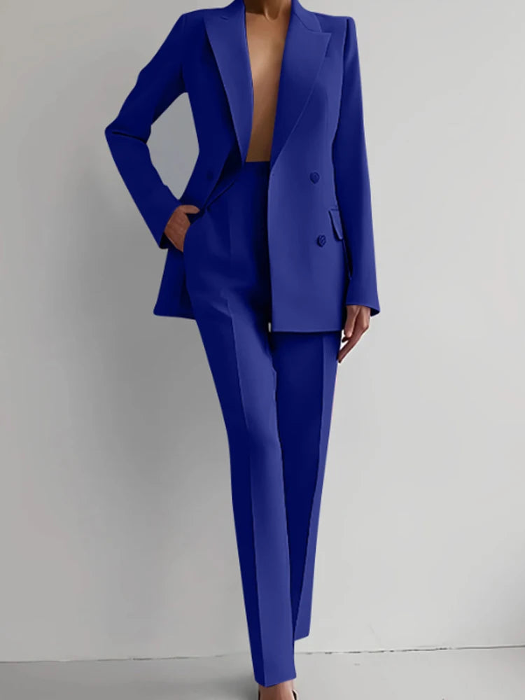 Two Piece Suit Women's Blazer Suit Office Lady Long Sleeve Blazer and Pant Sets