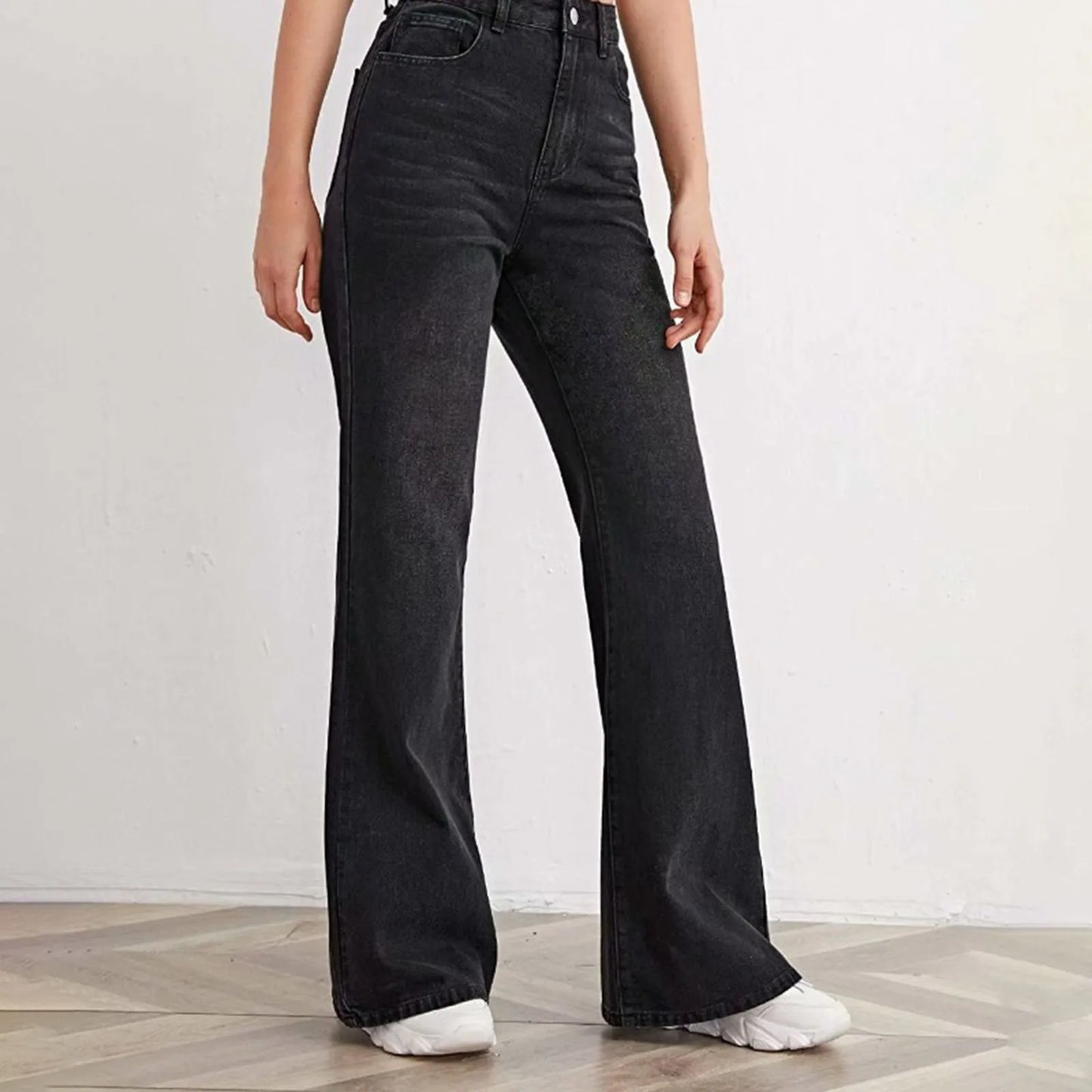 Women'S Wide Leg Pants High Waist Cowboy Daily Commuting Versatile Slimming Straight Pants Comfortable Casual Trousers