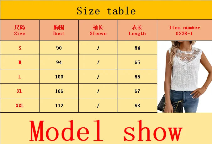 Detailed Lace White Tank Top | Casual Summer Elegance Cross-border hot spring new pure-color sweet wind lace stitching sleeveless blouse woman