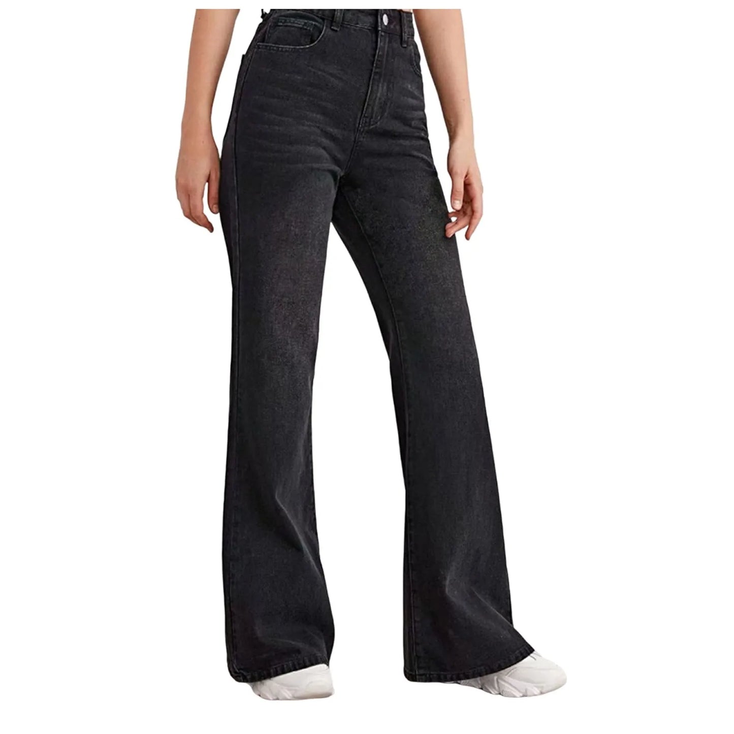 Women'S Wide Leg Pants High Waist Cowboy Daily Commuting Versatile Slimming Straight Pants Comfortable Casual Trousers