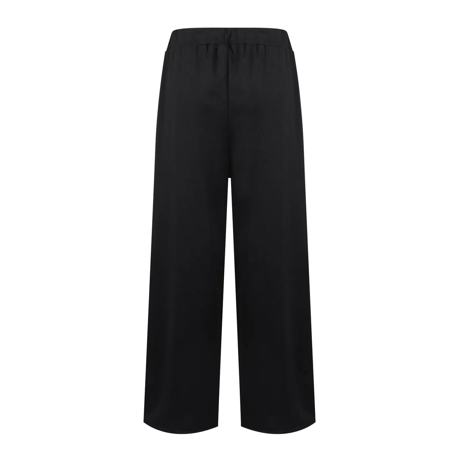 Women Black Draped Trouser Lady Office Business Work Formal Suit Pants Solid Color High Waist Straight Wide Leg Casual Pantalone