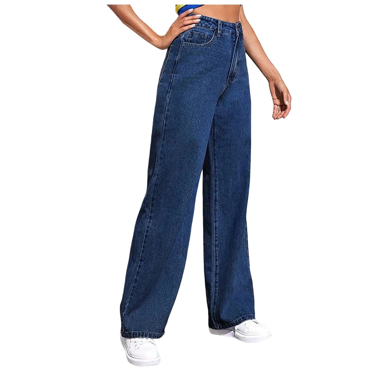 Women'S Wide Leg Pants High Waist Cowboy Daily Commuting Versatile Slimming Straight Pants Comfortable Casual Trousers