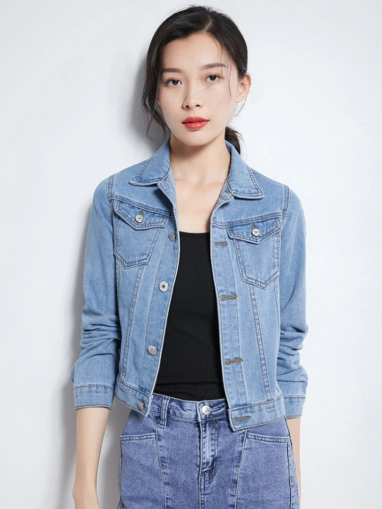 Women's Denim Jacket – Classic Stretch Fit for Casual Outfits