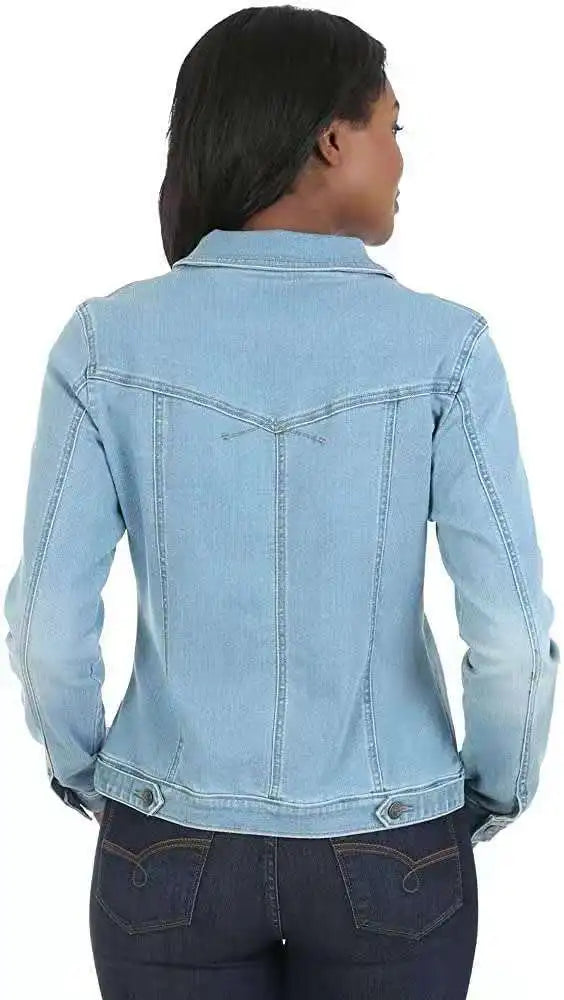 Women Denim Coat Washed Long Sleeve Slim Fit Short Jacket Pockets Turn Down Collar Street Casual Female Outerwear