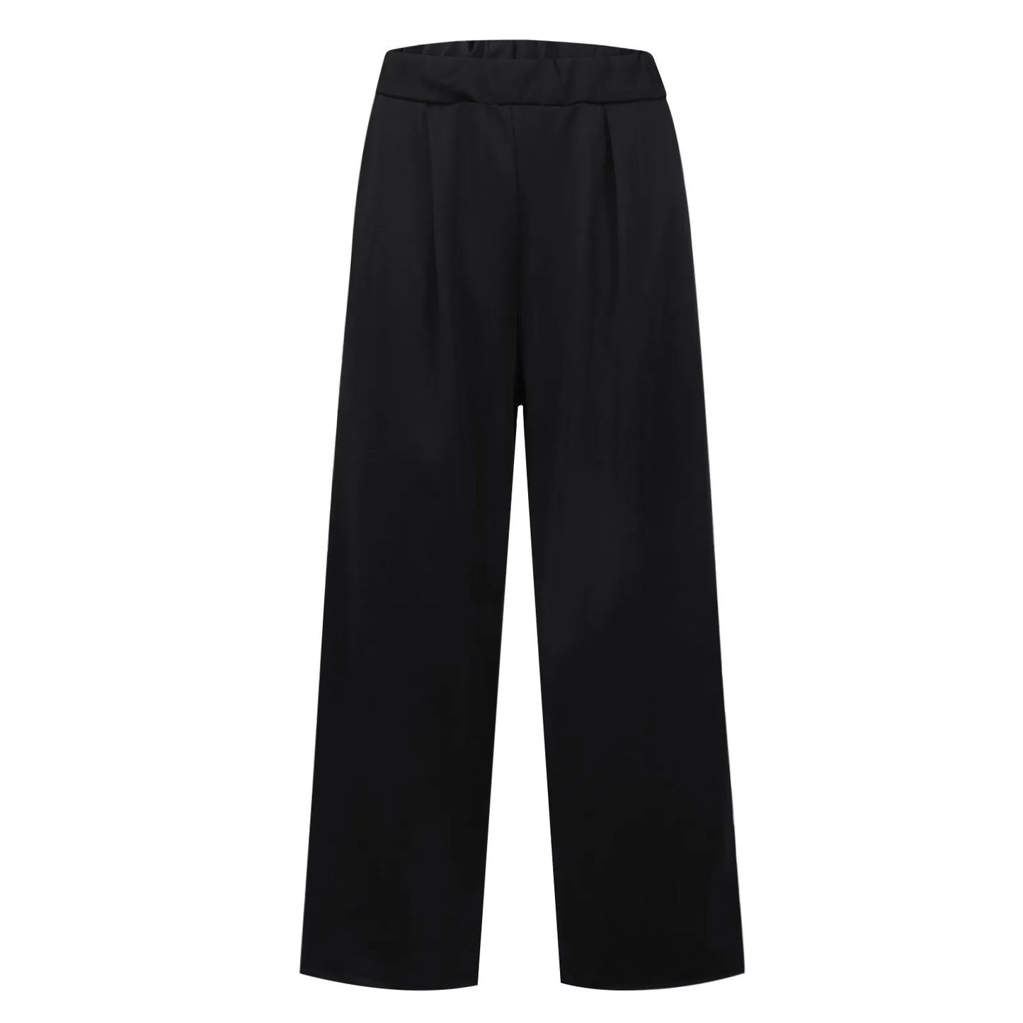 Women Black Draped Trouser Lady Office Business Work Formal Suit Pants Solid Color High Waist Straight Wide Leg Casual Pantalone