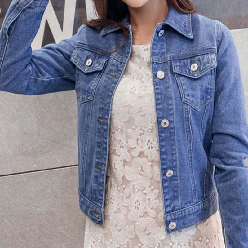 Women's Denim Jacket – Classic Stretch Fit for Casual Outfits