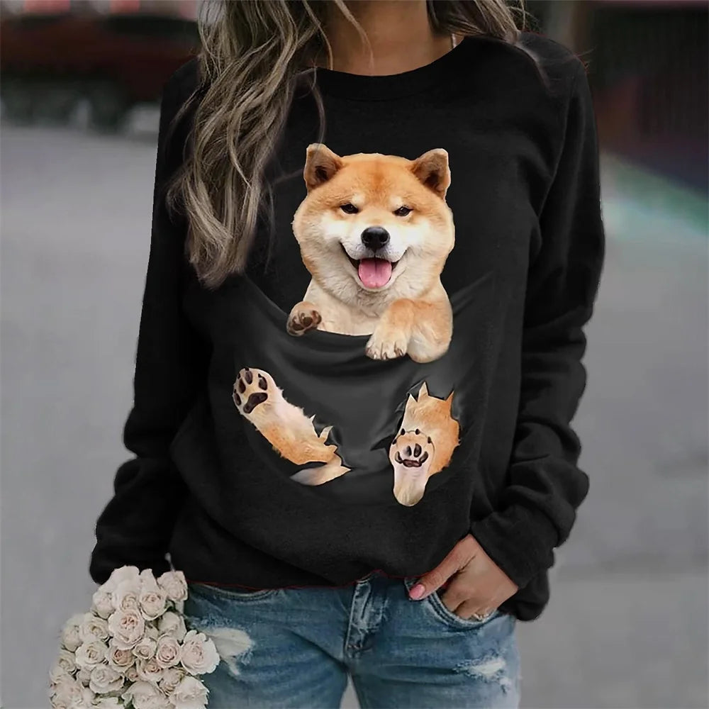 Cat Print Hoodie Women's Hoodies Animal Sweatshirts Harajuku Hoodie Autumn Winter Coats Pullovers