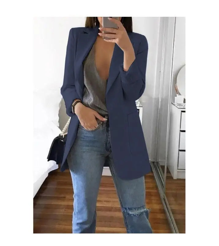 Classic Black Blazer for Women – Longline Tailored Fit | Perfect for Office or Casual Wear