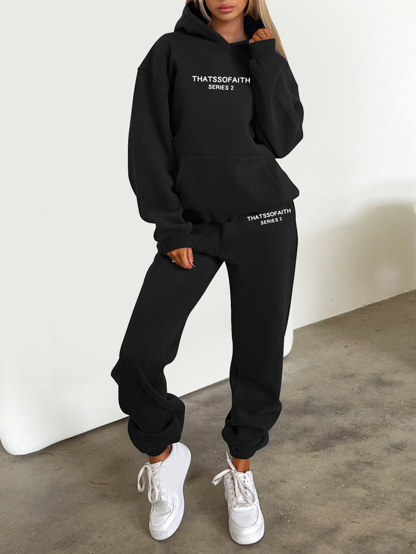 Women's Sports Set Letter Print Hooded Sweatshirt