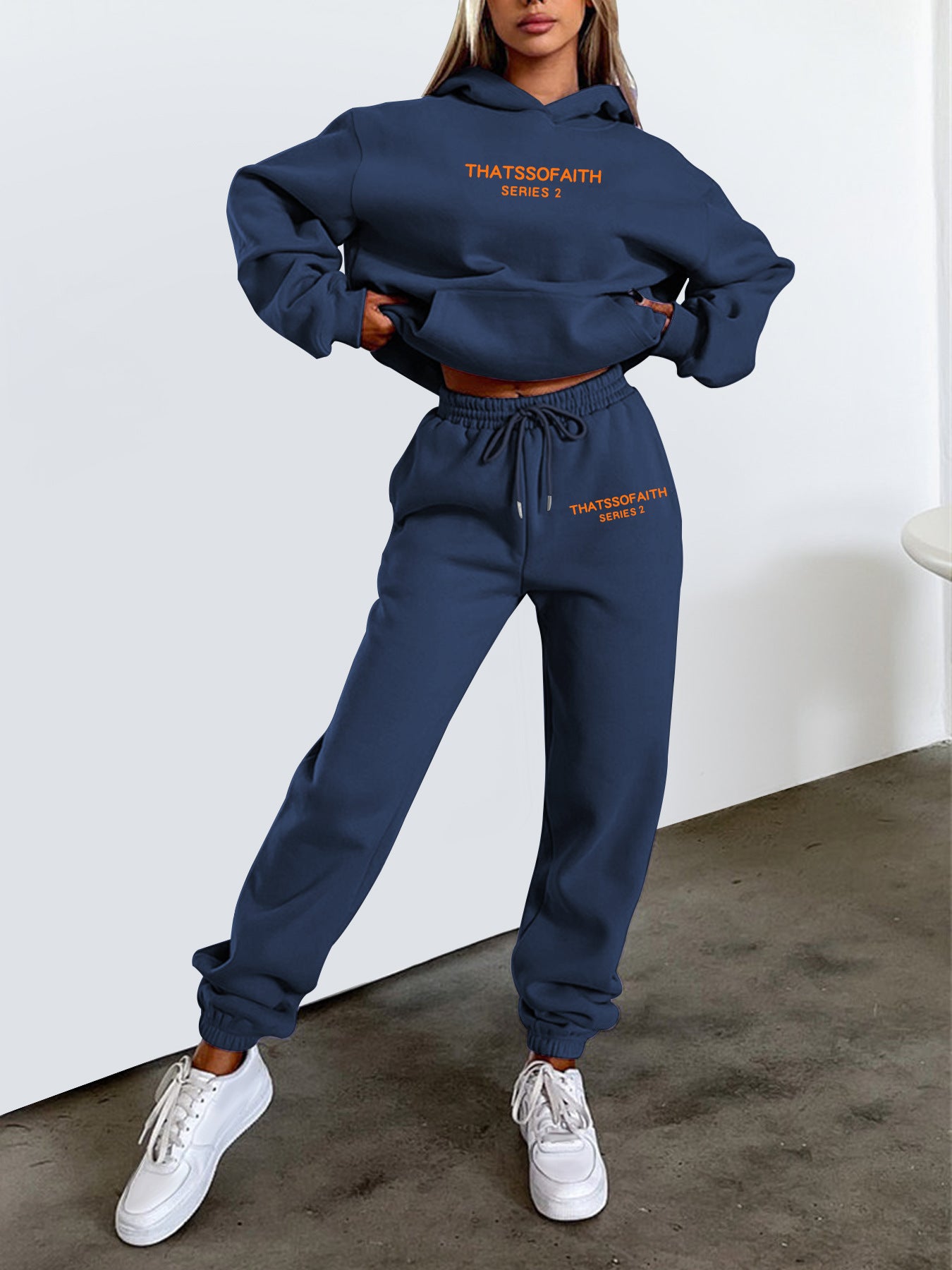 Women's Sports Set Letter Print Hooded Sweatshirt