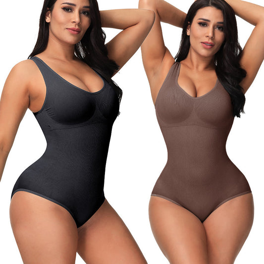 One-piece seamless corset bodysuit