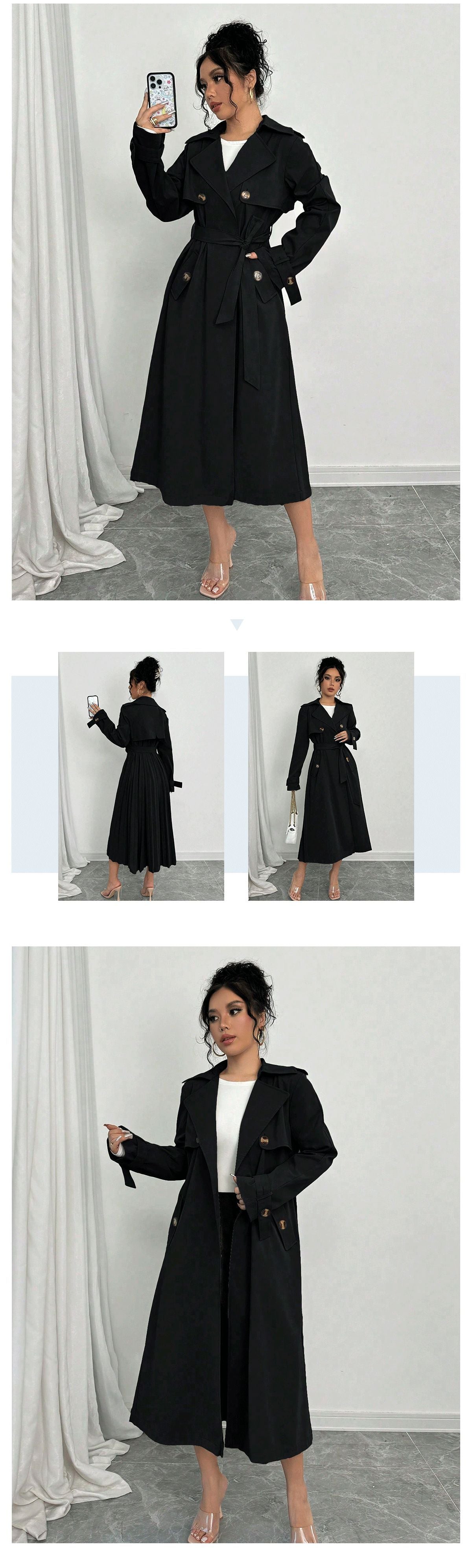 Effortless Elegance: A-Line Trench Coat with Double-Breasted Design