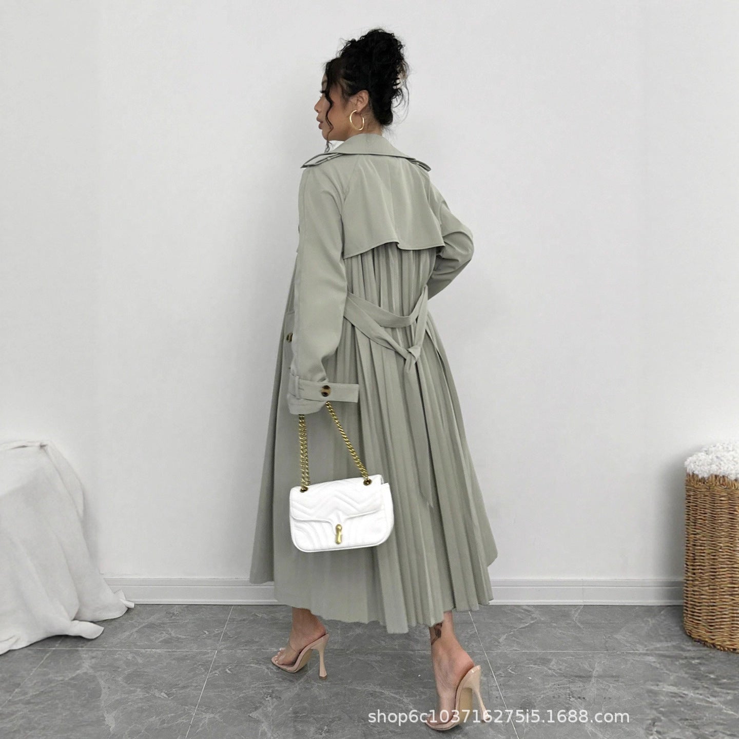 Effortless Elegance: A-Line Trench Coat with Double-Breasted Design
