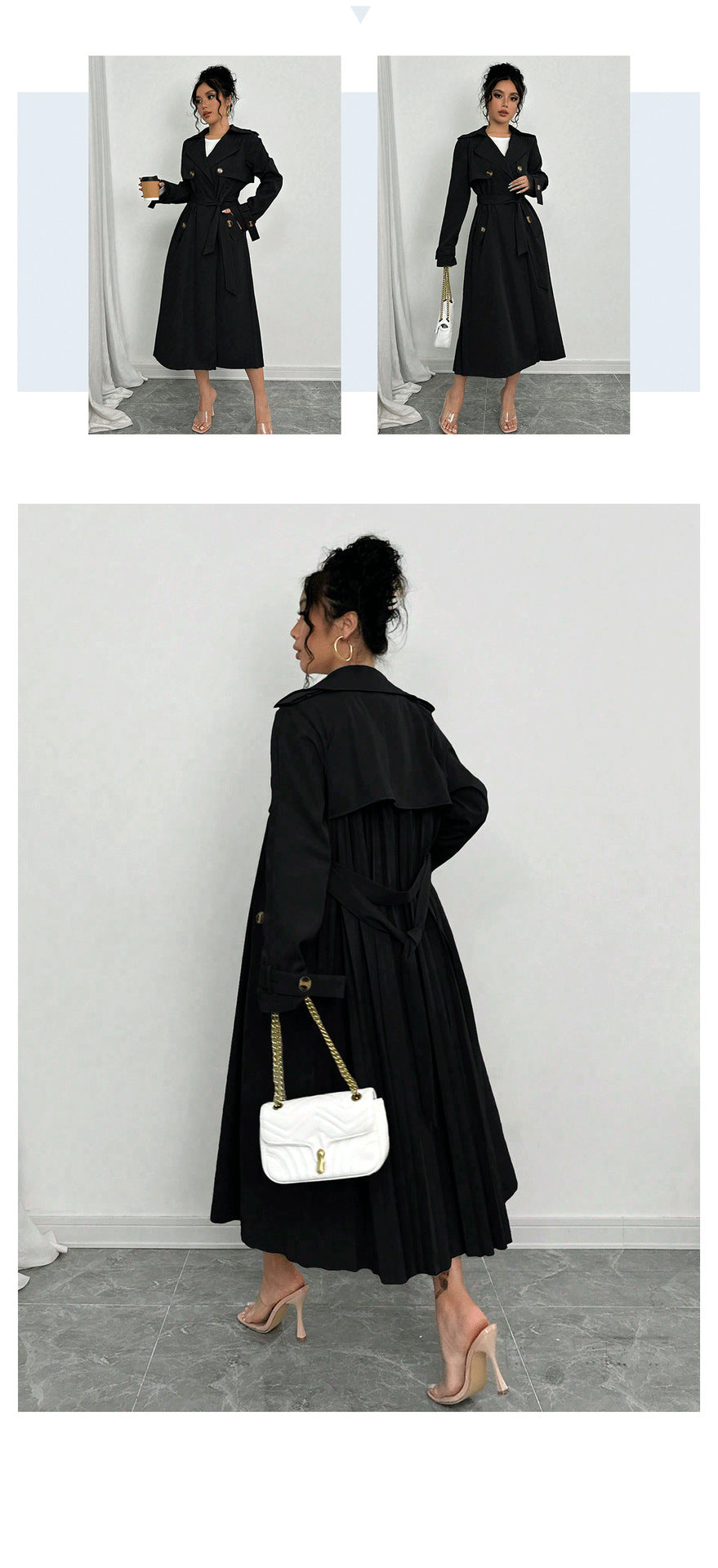 Effortless Elegance: A-Line Trench Coat with Double-Breasted Design