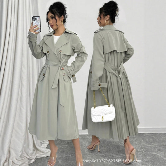 Effortless Elegance: A-Line Trench Coat with Double-Breasted Design