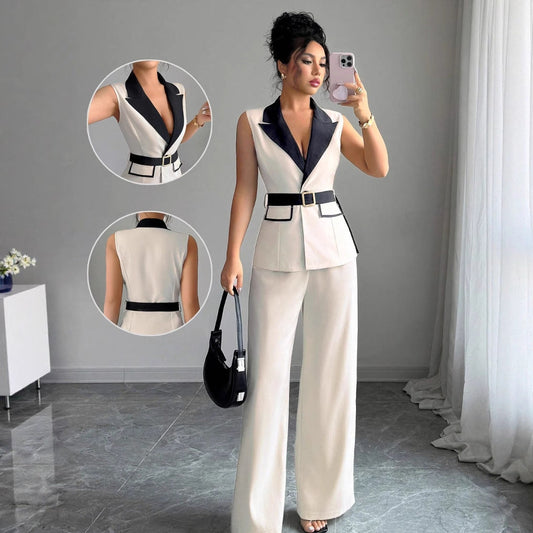 Autumn 2025 Elegant style bandeau straight trousers women's suit women's vest suit