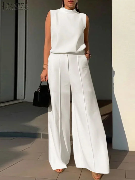 Elegant two-piece set, tank tops and wide-leg pants