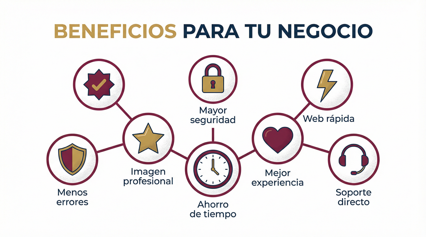 Mantenimiento Web Mensual. Tu web rápida, segura y funcionando sin errores.